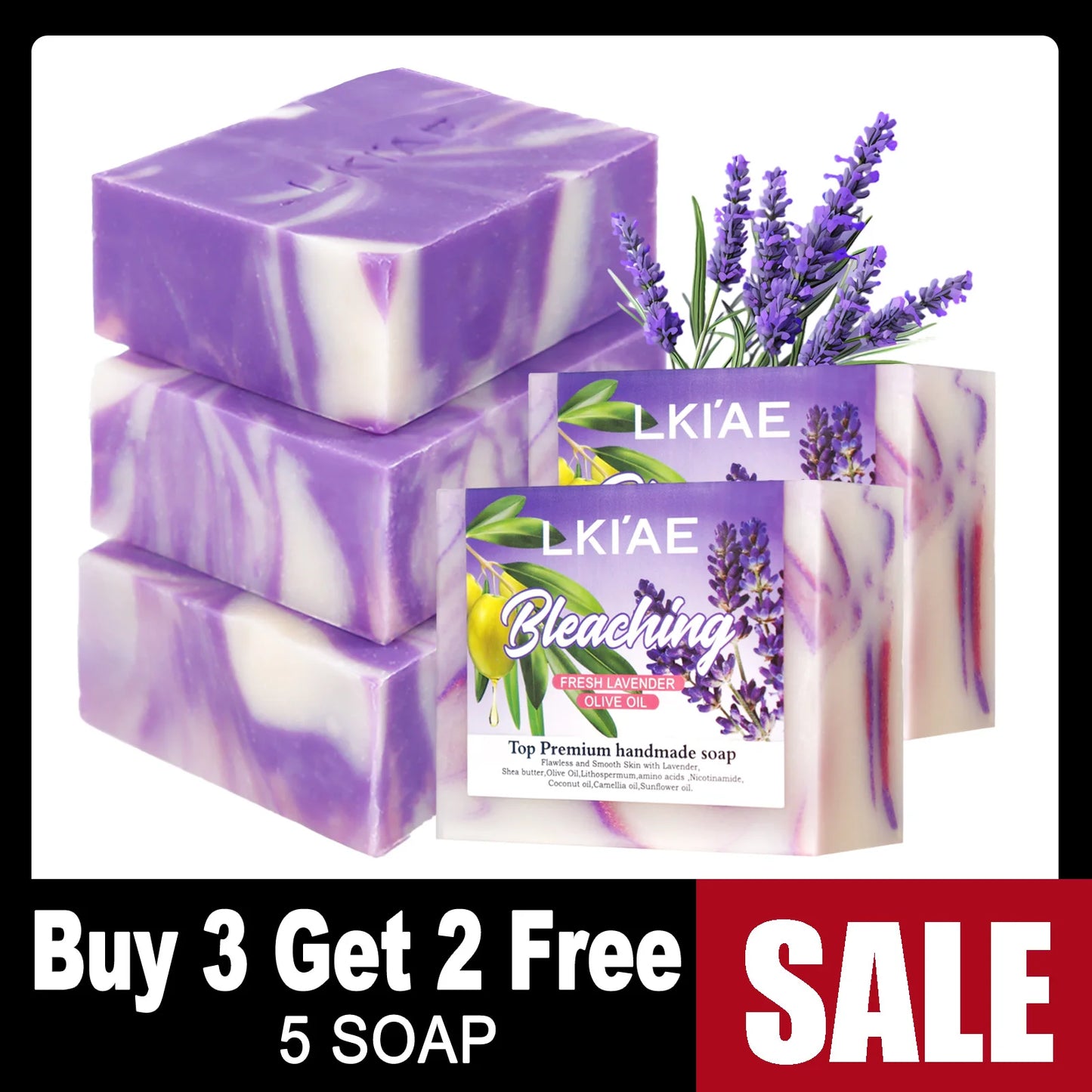 Fresh Lavender Oil Soap Bar, Whitening, Reduce Acne, Smooth Skin